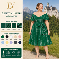 Robe midi décontractée à pois personnalisée avec nœud cœur, grande taille, vente en gros