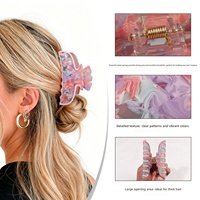 Nueva llegada: Pinza de pelo de acrílico con diseño floral de concha de tortuga, estilo mariposa, para mujer, suave, para uso diario.