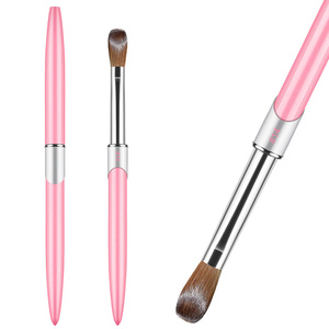 Pinceau à ongles professionnel 100% Kolinsky en acrylique, manche en métal rose clair, logo personnalisé, pinceau de manucure avec tube en PVC - Product Image 2