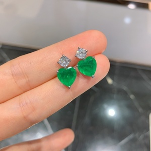 Fashion Eco-friendly Copper Necklace <b>Earrings</b> <b>Set</b> Emerald Green Heart Cut Cubic Zirconia Elegant Bridesmaid Brass Jewelry <b>Sets</b> - Product Image 4