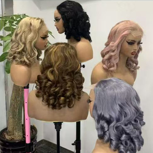 Promotion 77$ Letsfly 4x4 Bouncy Loose Lace Closure Wigs P4/Pink Easy to Wear Wigs 18 Inches Human Hair Wholesales Gray - Product Image 3