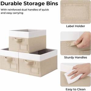 Wholesale Double Foldable Fabric Basket <b>Collapsible</b> Organizer 20L Capacity Makeup Toy Clothing Shoes Food Kitchen Space <b>Wardrobe</b> - Product Image 5