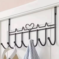 Gancho de pared sin perforaciones con forma de corazón para colgar ropa detrás de la puerta, organizador de dormitorio, gancho para colgar sobre la puerta