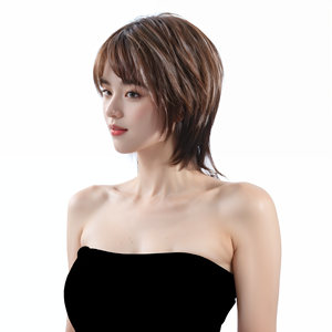 วิกผมบ็อบสั้นผมหน้าม้าสีน้ำตาลธรรมชาติสำหรับผู้หญิงวิกผมเส้นใยทนความร้อนใช้ได้ทุกวัน - Product Image 2