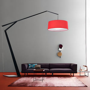 Lámpara De Pie ajustable de arco para sala de estar, salón, sofá, marco de Metal negro, tela, pantalla de tambor, lámpara de pie <span class=keywords><strong>Grus</strong></span> - Product Image 4