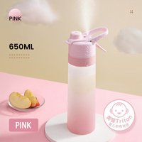 Logo personnalisé 650ml grande capacité Sport de plein air vaporisateur bouteille d'eau en plastique brouillard vaporisateur tasse à boire