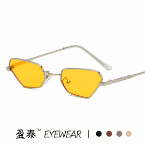 แว่นกันแดดทรงเหลี่ยม Yingtai Eyewear รุ่น Cat Eye กรอบโลหะ เลนส์สีเหลือง ป้องกันรังสียูวี 400 สำหรับทุกเพศ สไตล์สตรีท - Product Image 1