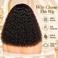 Prix d'usine Perruque de cheveux humains vierges birmans bruts, densité 300%, SDD Pixel Curl, Lace Frontal 13x4, entièrement nouée à la main, bouclée profonde