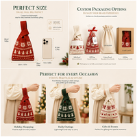 Sac de poignet tricoté haute densité personnalisé avec logo et étiquette tissée sur mesure pour cadeaux de marque de détail sur le marché européen