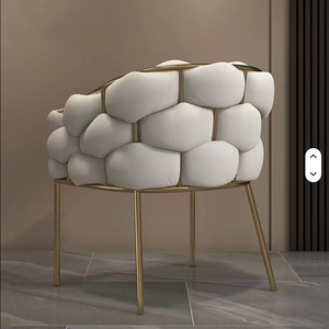 Chaise d'appoint à bulles de style nordique, rembourrage en velours, tabouret de maquillage, luxe léger, chaise de coiffeuse pour chambre à coucher, salon, salon de manucure - Product Image 2