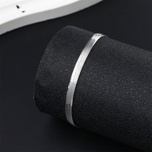 klassische flache schlange 925 sterlingsilber-armbänder für frauen männer großhändler - Product Image 3