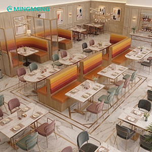 Conjunto de Muebles Comerciales, Mesa Cuadrada y Silla Tapizada en Cuero, Asientos de Alta Gama Personalizados para Restaurante - Product Image 3