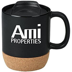 Mug en céramique avec fond en liège, logo personnalisé, isolation thermique, tasse à café robuste, cadeau promotionnel d'entreprise, écologique - Product Image 1