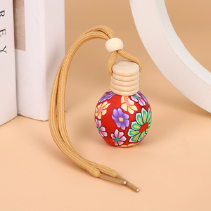 15ml 컬러풀 유리 걸이형 나무 나사 캡 자동차 향수병 스크린 인쇄 포함 - Product Image 6