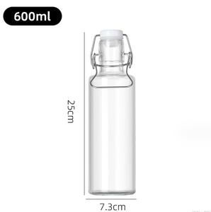 Vente en gros de bouteilles rondes vides en verre à épaulement plat 32oz 600ml 1000ml pour boissons maison avec <span class=keywords><strong>bouchon</strong></span> étanche à l'<span class=keywords><strong>air</strong></span> - Product Image 2
