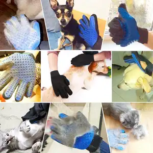Pet Grooming Glove Dog Cat Gentle Deshedding Brush Massage Hair Fur Removal Tool