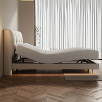 Lit King Size Divisé Moderne de Luxe avec Tête de Lit Capitonnée, Télécommande Sans Fil, Lit à Mouvement en Cuir Tapissé à Espacement Nul pour Appartement