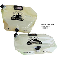 Sac de stockage d'eau pliable en plastique PE personnalisé en gros, 5L, 8L, 10L, pour les voyages en plein air, le camping, la randonnée