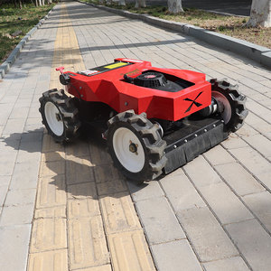 Cortacésped de orugas inalámbrico con control remoto, motor de gasolina de 4 tiempos, cuchilla plana, altura de corte ajustable, desbrozadora para uso agrícola - Product Image 5