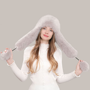 秋冬女式防风保暖仿皮草飞行帽新款雷锋帽带耳罩派对滑雪 - Product Image 3