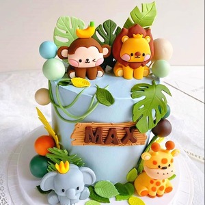 Décoration de gâteau sur le thème des animaux Décoration de gâteau Girafe Eléphant Lion Tigre Décoration de fête d'anniversaire Animaux de la <span class=keywords><strong>jungle</strong></span> - Product Image 1