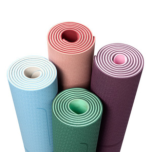 Esterilla de Yoga de TPE de doble capa, ecológica, Etiqueta Privada, antifatiga, logotipo personalizado de alta calidad, para Pilates - Product Image 1