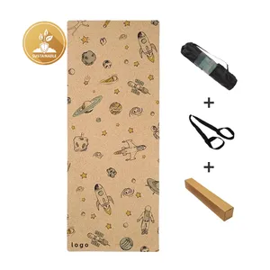 2023 Custom LOGO Print Eco Friendly Personalized Print Children Sustainable Natural Cork Rubber Yoga Mat For Kid