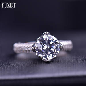 Bague de mariage en argent 925, 2 Carat, brillant, testé, couleur D, Moissanite, <span class=keywords><strong>Paris</strong></span>, rencontre d'amour, bijoux fins - Product Image 1