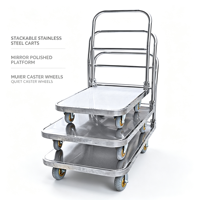 Chariot utilitaire robuste en acier inoxydable avec roues à roulement fluide, conception hygiénique pour une utilisation en cuisine, chariot de courses portable