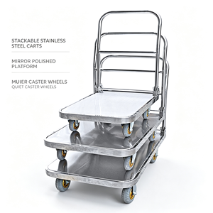Utility Cart Stainless Steel Hygienic Build Smooth Rolling Sanitary Use Mobile Utility Cart For Kitchen Use Heavy Duty Cart - Product Image 3