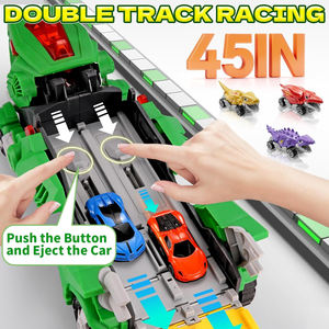 Camión Monstruo <span class=keywords><strong>de</strong></span> Dinosaurios para Niños, Transportador <span class=keywords><strong>de</strong></span> Autos, <span class=keywords><strong>Pista</strong></span> <span class=keywords><strong>de</strong></span> Carreras Plegable con 2 Autos <span class=keywords><strong>de</strong></span> Juguete <span class=keywords><strong>de</strong></span> Metal <span class=keywords><strong>de</strong></span> Aleación con Fricción - Product Image 3