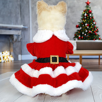 Robe de Noël 2026 la plus vendue pour animaux de compagnie en polyester, décorée de flocons de neige, à manches à volants, collection automne-hiver, style Père Noël