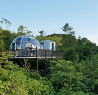 Dôme géodésique solaire de glamping de 2,7 m avec salle de bain, maison préfabriquée modulaire en PC