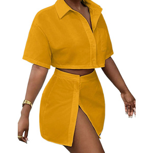 Ensemble d'été pour femme - chemisier à col court et jupe courte taille haute et évasée - Product Image 5