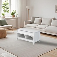 Table basse en bois moderne blanche relevable Compartiment caché Fonction extensible Conception pliable entièrement assemblée pour le salon