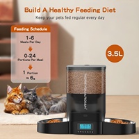 Distributeur de nourriture pour animaux 3,5 l 2 fenêtres de repas Automatique pour chat anti-anticipation anti-vomissement Bols surélevés Distributeur automatique de nourriture pour chat