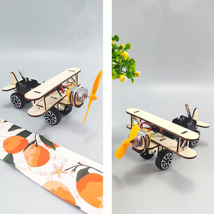 Planeador biplano de madera Diy, materiales hechos a mano, Kit de vástago educativo, Avión de rodaje eléctrico de madera, juguete para niños - Product Image 4
