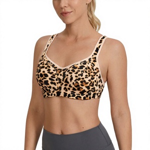 Sujetador deportivo con estampado de leopardo para mujer, cuello en V, tirantes finos, soporte medio, transpirable, top para yoga y fitness - Product Image 3