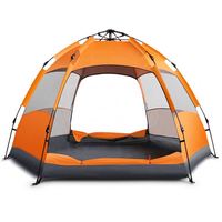 Tente de camping automatique pour 5 à 7 personnes, tente touristique de yourte hexagonale mongole d'été à double couche pour les voyages en plein air/