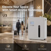 Diffuseur d'arômes d'huiles essentielles électrique sans eau pour usage hôtelier, mural, en acrylique et acier, avec contrôle Wi-Fi, pour HVAC, pour huiles parfumées, modèle U3