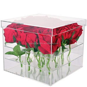 กล่องอะคริลิคใสลายดอกไม้กล่องของขวัญอะคริลิคทรงสี่เหลี่ยมกล่องกุหลาบสำหรับแฟนและภรรยา - Product Image 5
