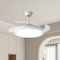 Ventilateur de plafond moderne et simple avec lumière, 42 pouces, ventilateurs de plafond rétractables modernes avec lumière et télécommande intelligente