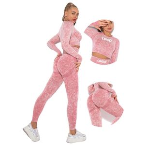 Custom Women's 2-Piece Workout Tracksuit Long Sleeve Crop Top & High Waisted Yoga <b>Leggings</b> for Promotional Gift - Product Image 1