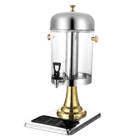 Gouden Sleutel Luxe 8L Tweekleurige Sapdispenser RVS Koude Drankenserver met IJsbuis voor Hotelbuffet Bruiloft Catering