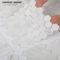 Mosaïque en marbre blanc Centurymosaic Capri Bianco, pierre naturelle, hexagone de 2 pouces, mosaïque murale et de sol, sur mesure pour cuisine et salle de bain