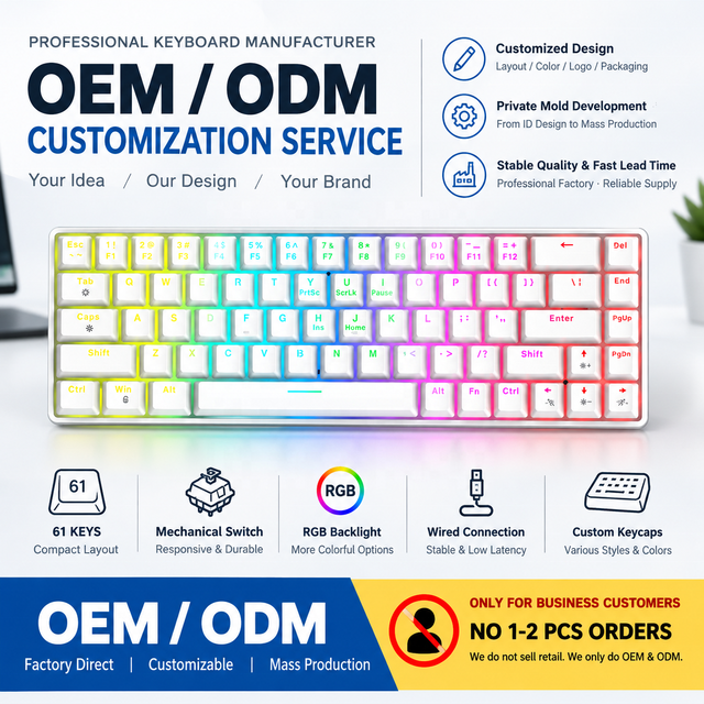 Custom OEM ODM 61 Key RGB Mechanical Keyboard Wired Gaming Keyboard Private Label Manufacturer