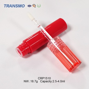 Tube de brillant à lèvres rond transparent de 2,5-4,0 ml en gros, conteneur vide pour rouge à lèvres et fard à joues avec grande brosse, en plastique, avec bouchon à vis - Product Image 5