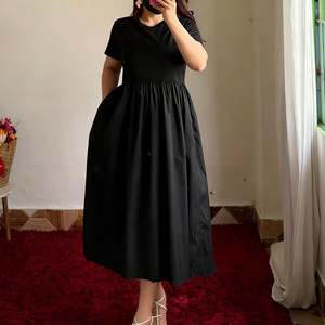 Robe longue en lin et coton à imprimé numérique avec logo personnalisé, robe de maternité oversize, robe élégante et sexy pour femme, robe maxi princesse d'été - Product Image 3