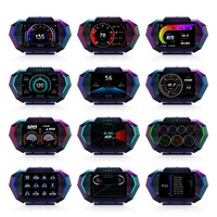 Compteur GPS P24 pour voiture, scanner numérique OBD2, alarme, affichage de la vitesse, affichage HUD TFT 5 pouces, horloge, température de l'eau, régime moteur, consommation de carburant, turbo