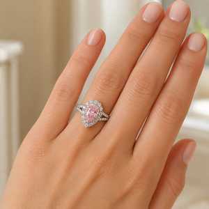Anello a Doppio Strato a Forma di Goccia, Design Rosa, Anello da Dito per Donne - Product Image 2